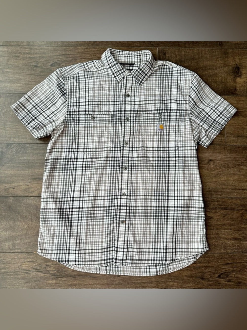 Carhartt Men's Rugged Flex Relaxed Fit - Large - Short Sleeve Plaid Collar Shirt